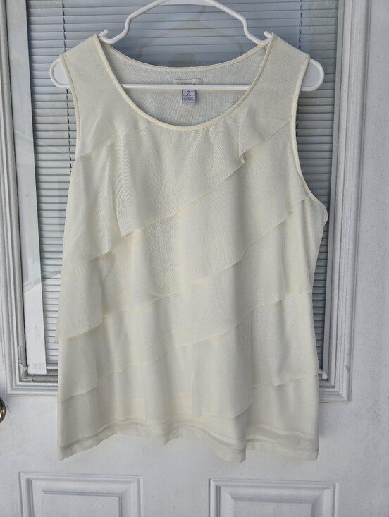 Chico's Tops - Chicos Sleeveless Ruffle Layered Tank Top - Cream